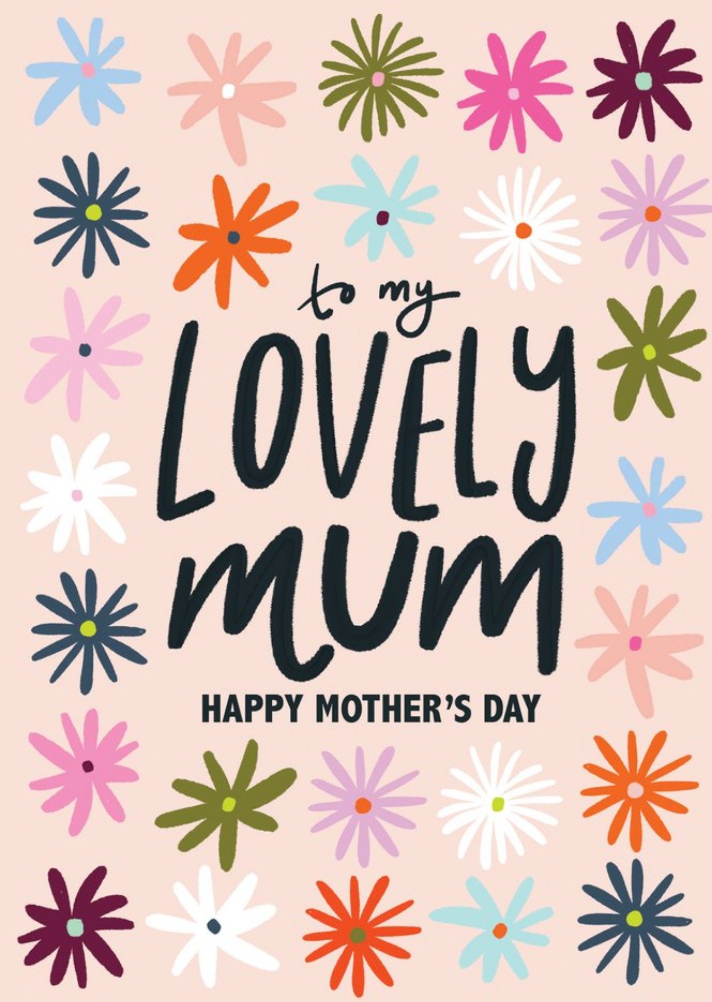 Moonpig Featuring Handwritten Typography Surrounded By Colourful Flowers Mother's Day Card