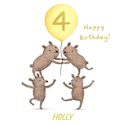 Cute Bears 4th Birthday Card