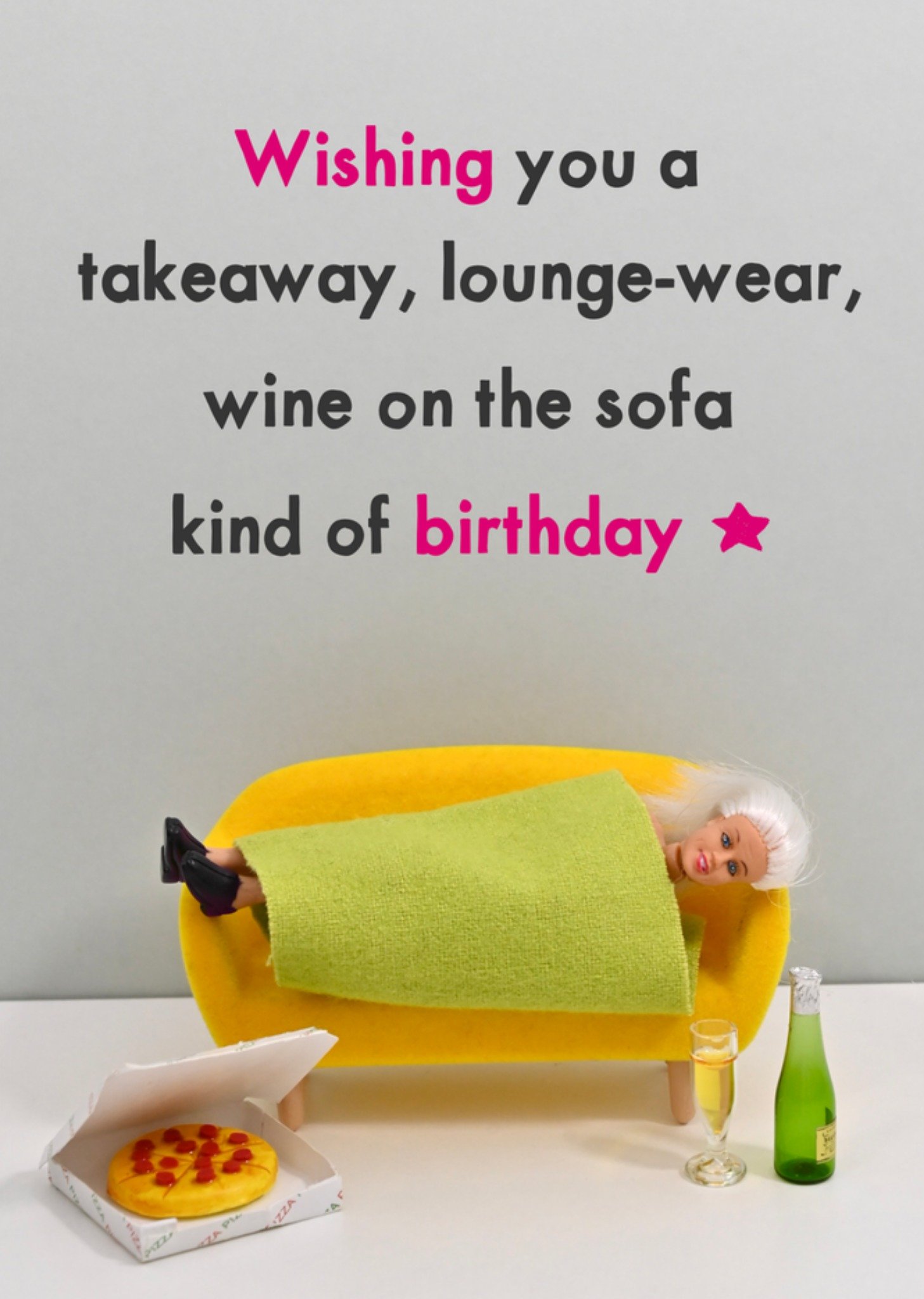 Moonpig Wishing You A Takeaway Lounge-Wear Wine On The Sofa Kind Of Birthday Card