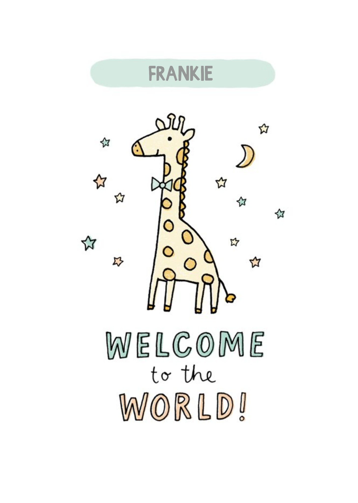 Moonpig Illustrated Giraffe With The Moon And Stars. Welcome To The World New Baby Card