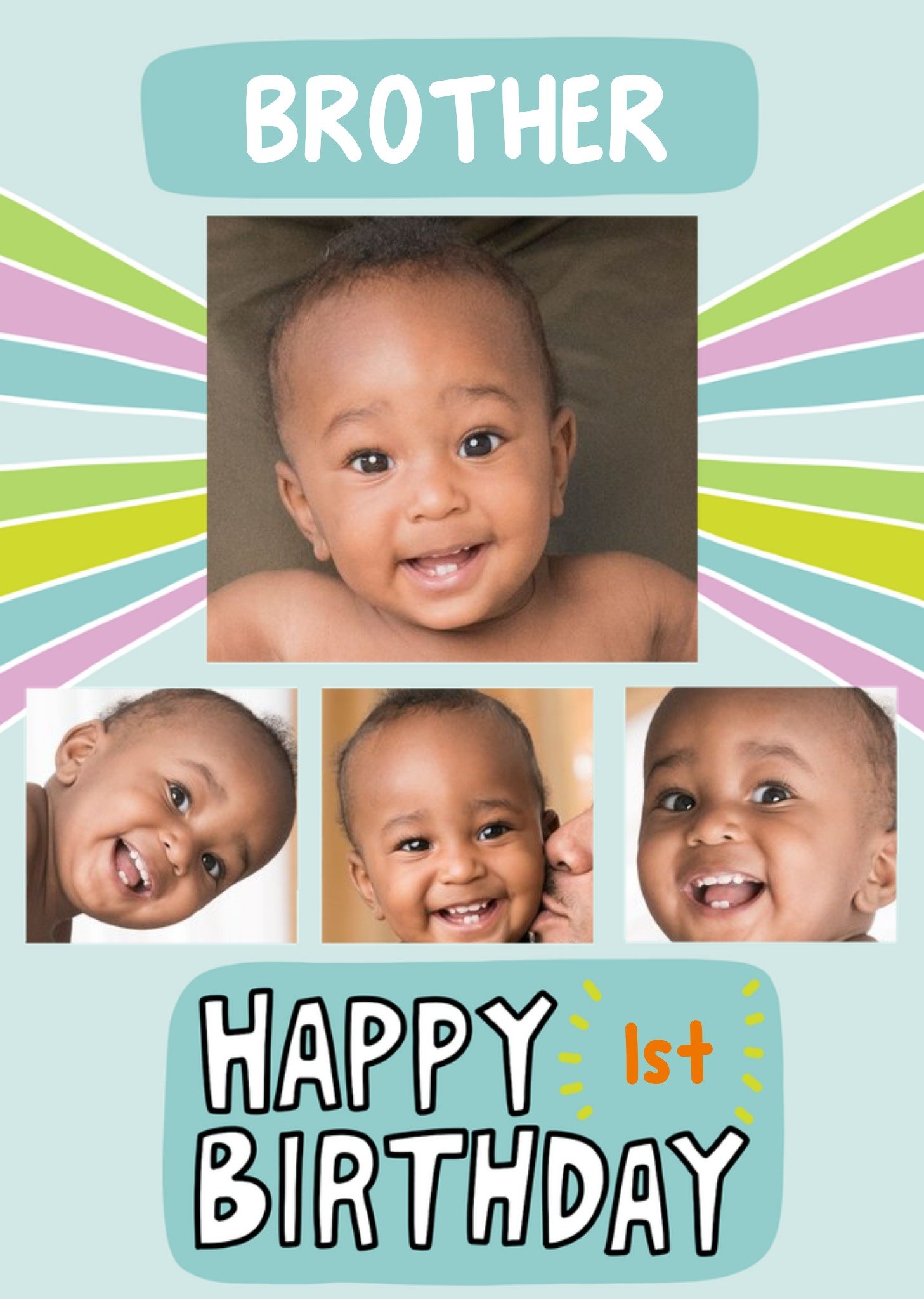 Moonpig Angela Chick Brother Editable Age 3 Photo Upload Birthday Card