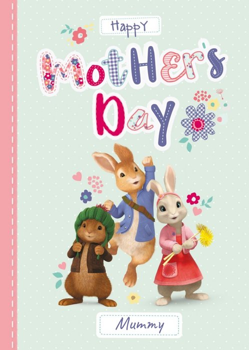 Cute Peter Rabbit and Friends Illustration Happy Mother's Day Card