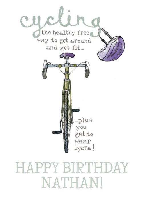 Illustrated Cycling Happy Birthday Card