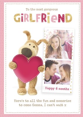 Boofle cute sentimental Girlfriend 6 month Anniversary photo upload card