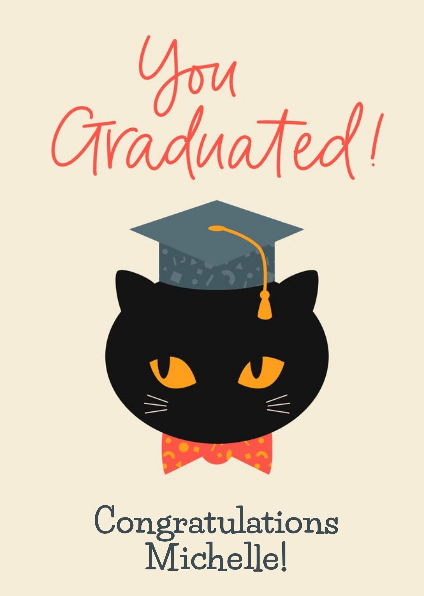 Moonpig Simple Illustration Of A Cat Graduating Congratulations You Graduated Card