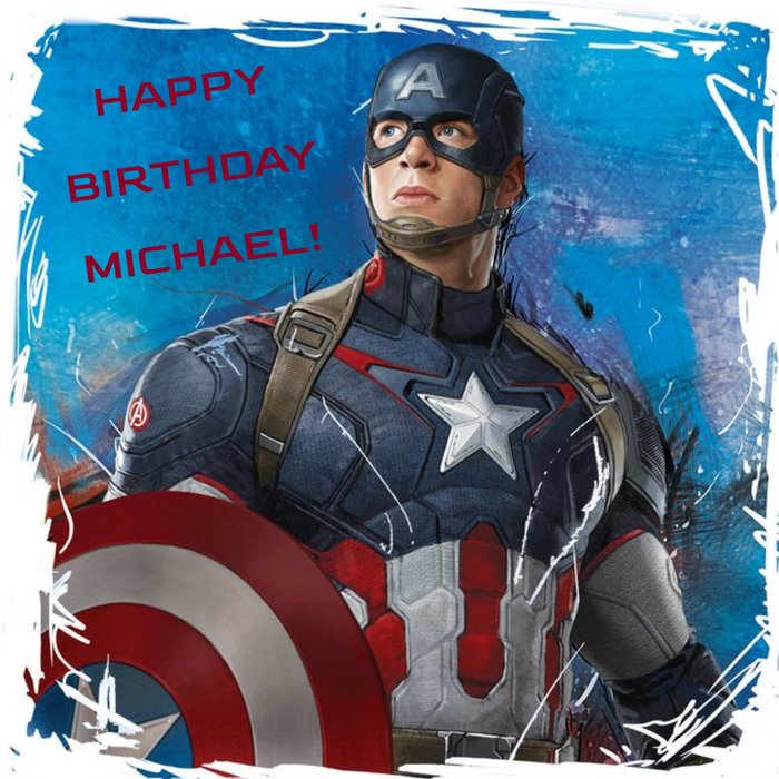 Marvel Captain America Scribbled Border Happy Birthday Card