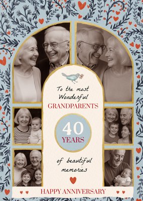 Wonderful Grandparents 40 Years Happy Anniversary Card