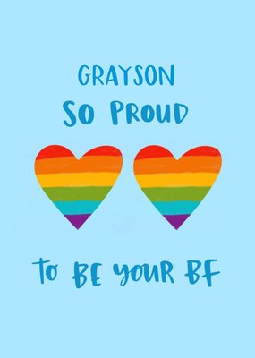 Pride Rainbow Love Hearts Lgbtq So Proud To Be Your BF Valentines Day Card