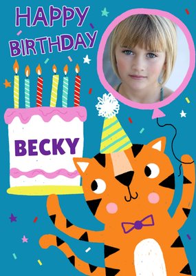 Helter Skelter Tiger Birthday Photo Upload Card