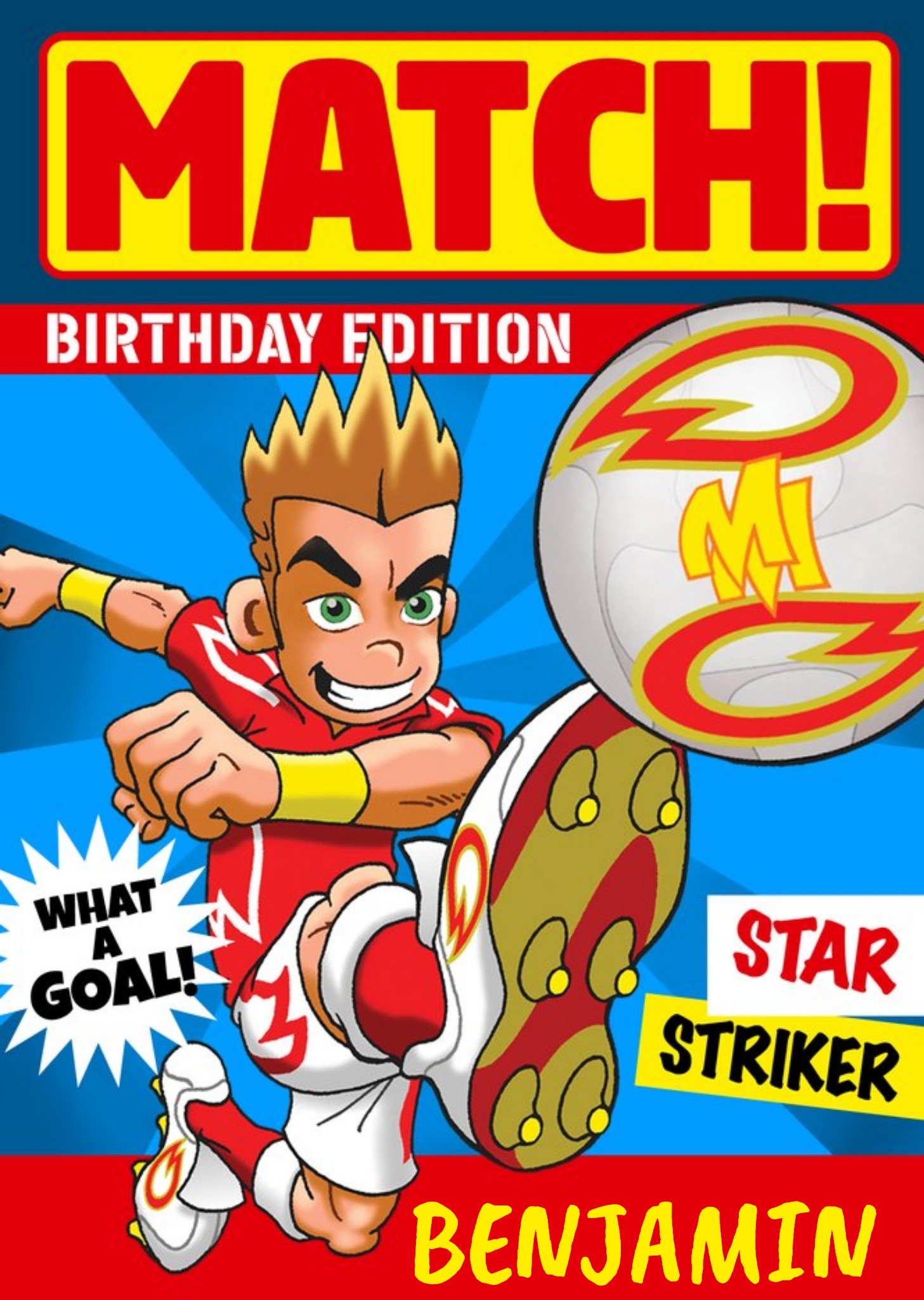 Moonpig Danilo Match Bright Graphic Spoof Magazine Cover Star Striker Birthday Card