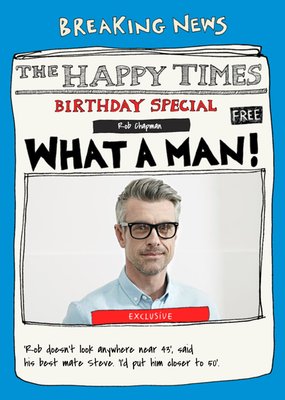 Newspaper Spoof Birthday Special Photo Upload Card