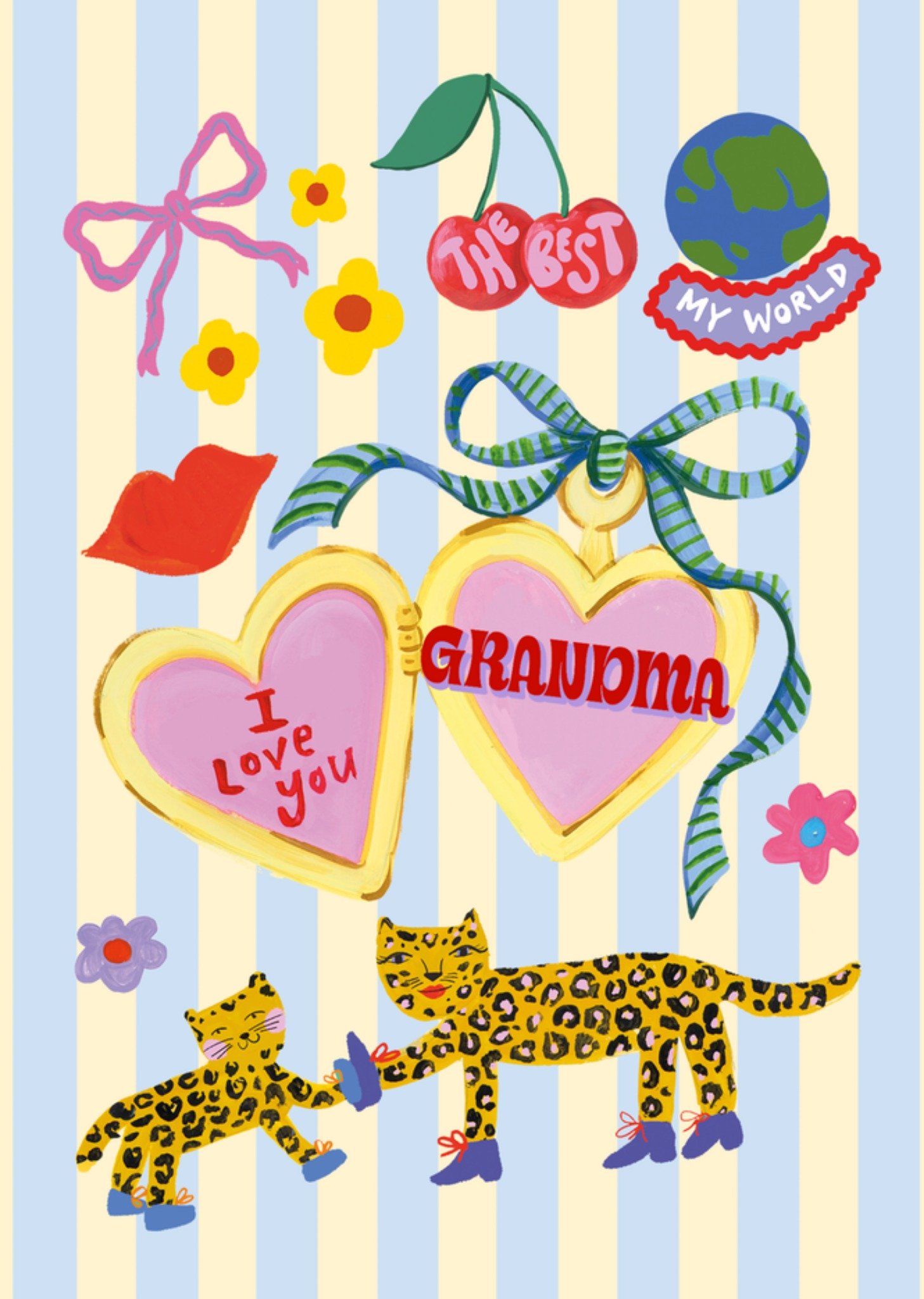 Eleanor Bowmer Leopards And Heart Locket I Love You Grandma Mother's Day Card