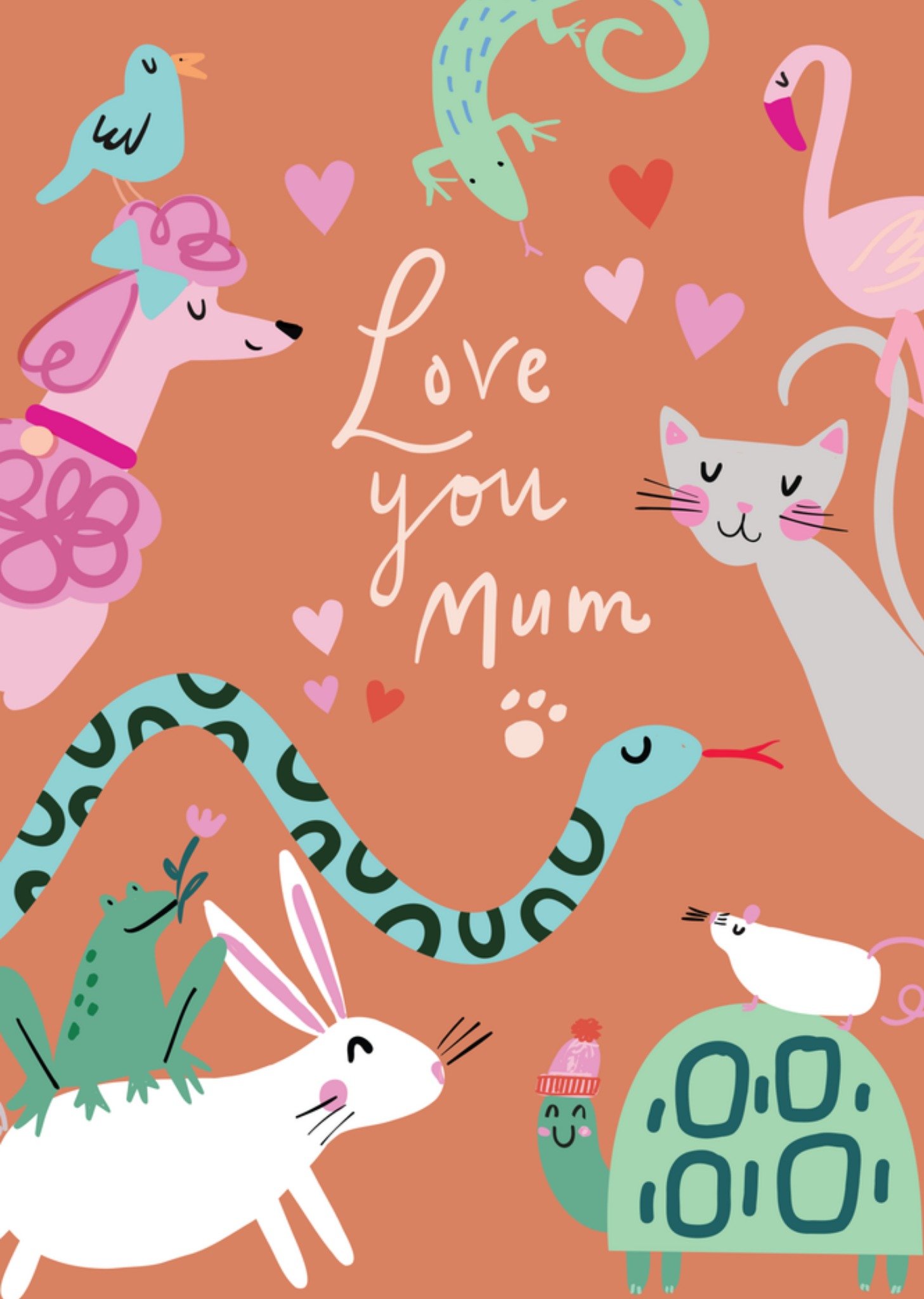 Moonpig Love You Mum Illustrated Animals Mother's Day Card