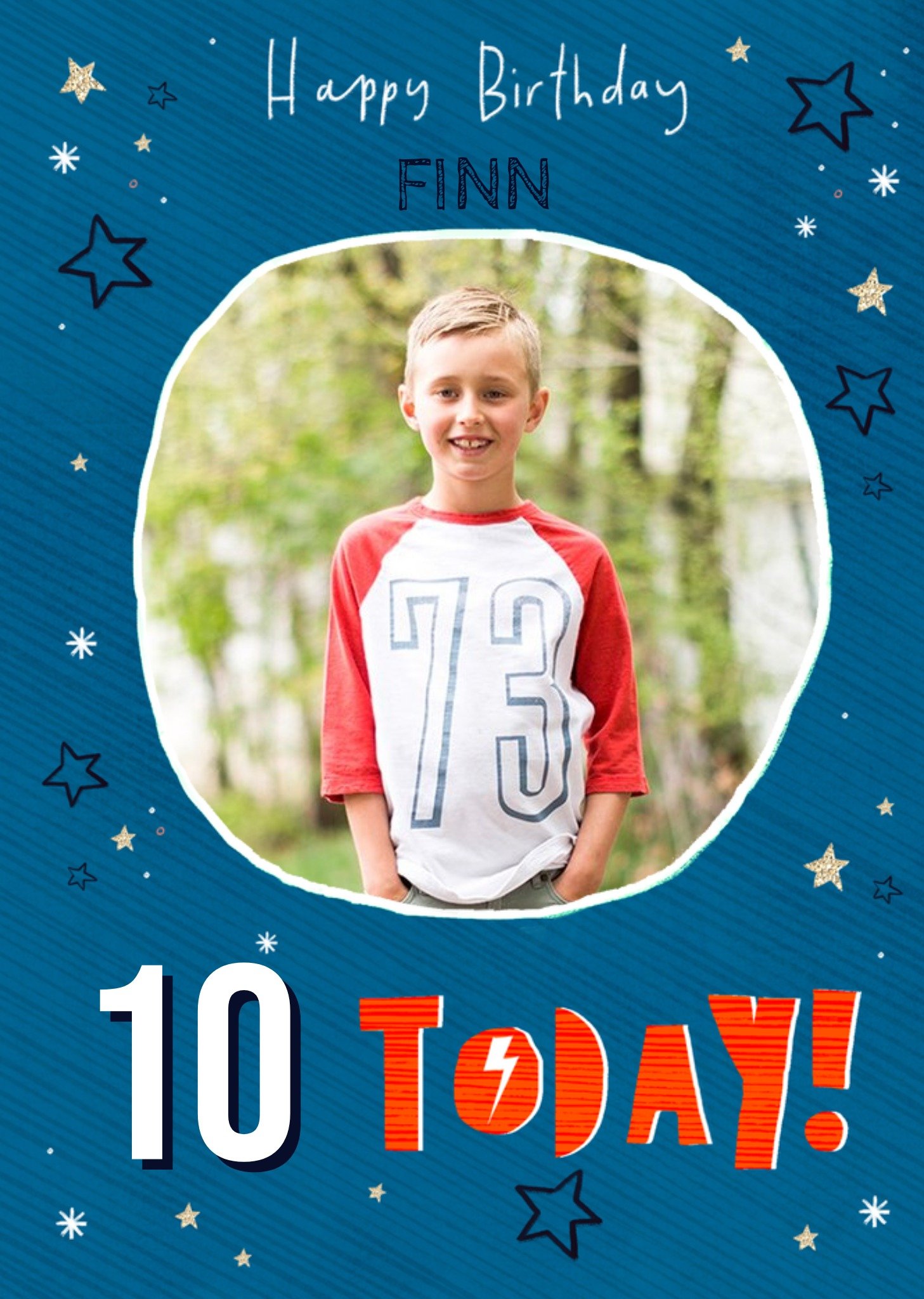 Moonpig Colette Barker Space Moon Stars Photo Upload 10th Birthday Card
