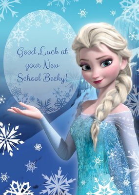 Disney Frozen Elsa Ice Queen Personalised Good Luck At Your New School Card