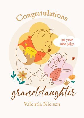 Winnie The Pooh And Piglet New Baby Granddaughter Card