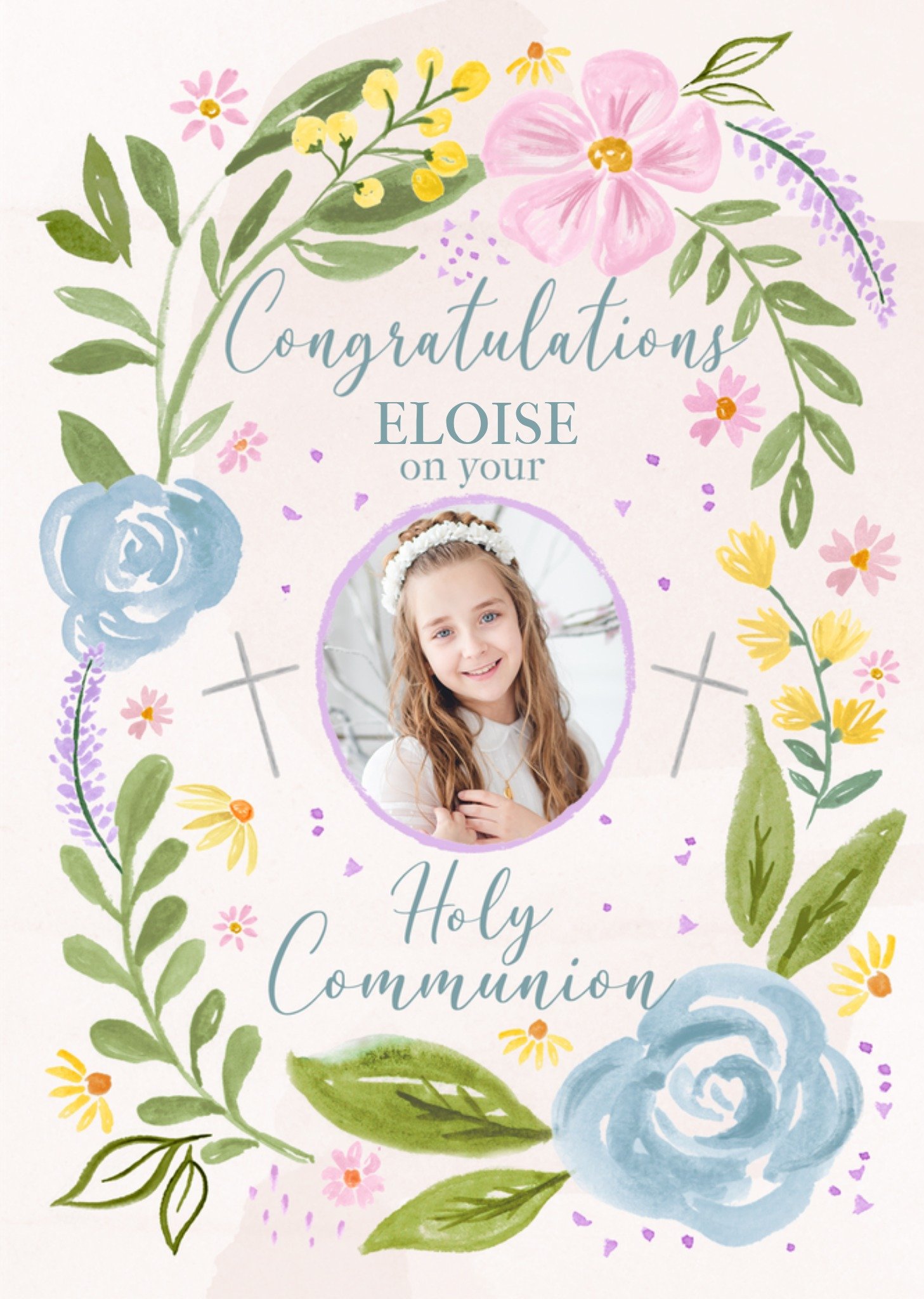 Moonpig Congratulations On Your Holy Communion Photo Upload Card, Large