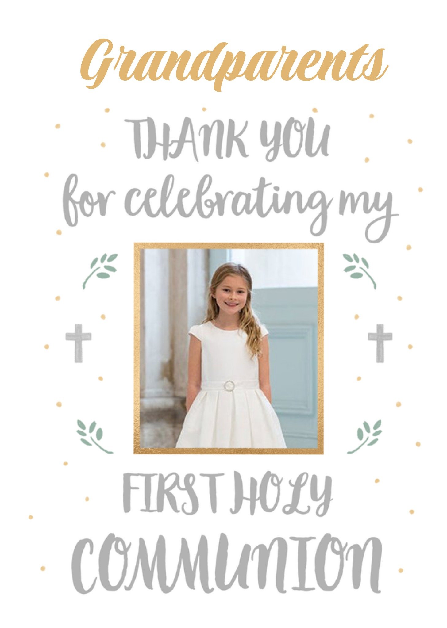 Moonpig Typographic Photo Upload First Holy Communion Card