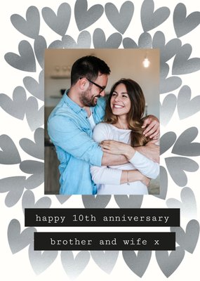 Brother And Wife Photo Upload 10th Anniversary Card