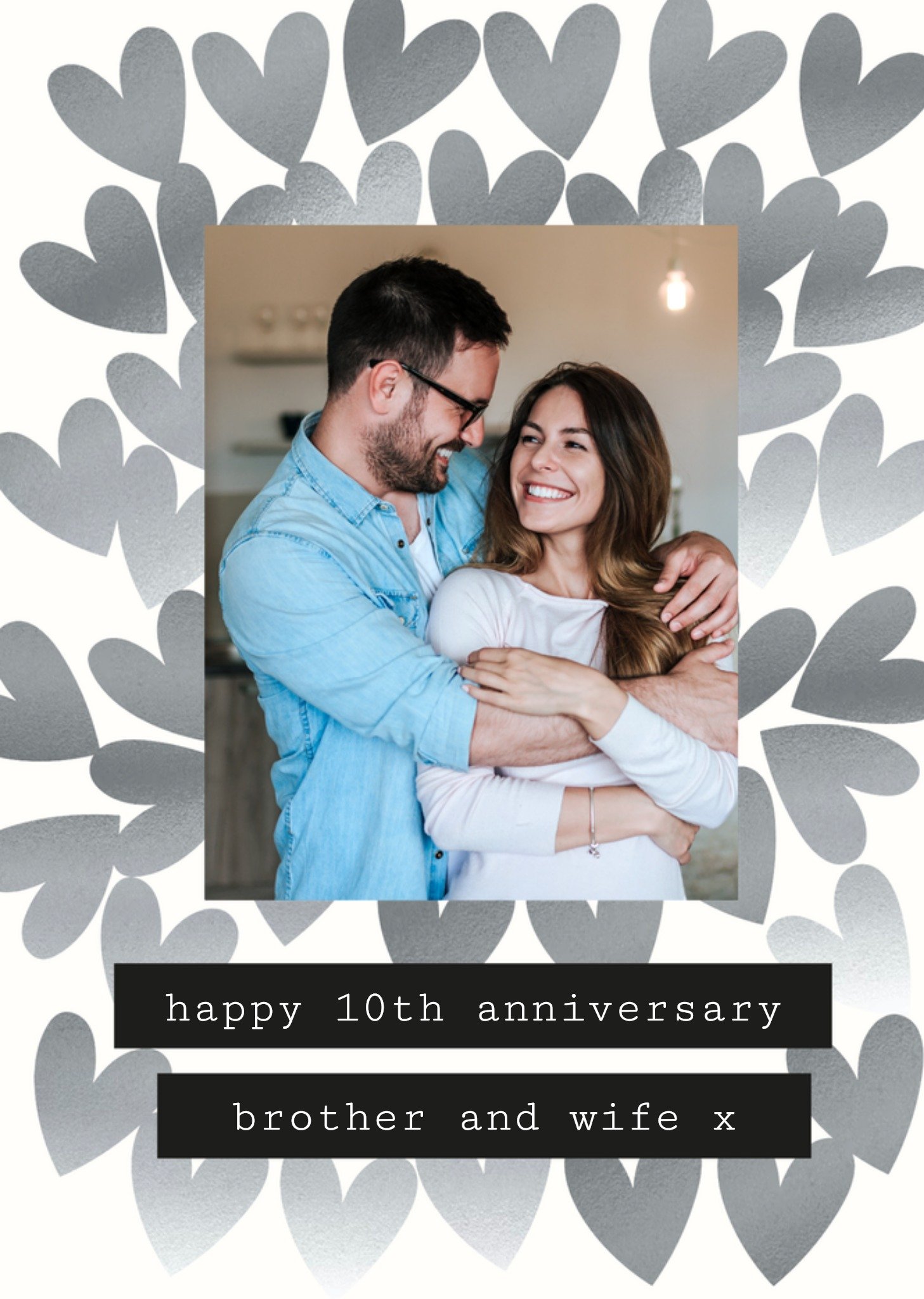 Moonpig Brother And Wife Photo Upload 10th Anniversary Card