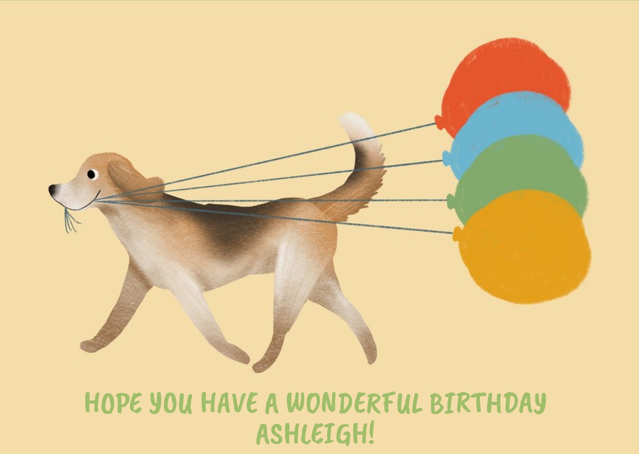 Moonpig Birthday Card - Wonderful Birthday - Birthday Balloons - Dogs