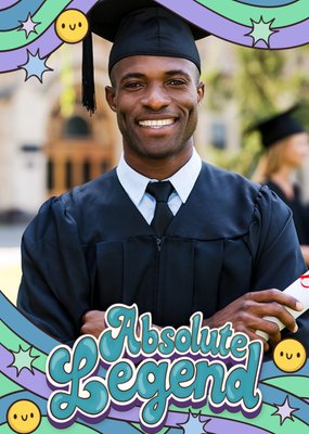 Absolute Legend Typographic Photo Upload Graduation Card