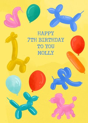 Illustrated Balloon Animal Birthday Card