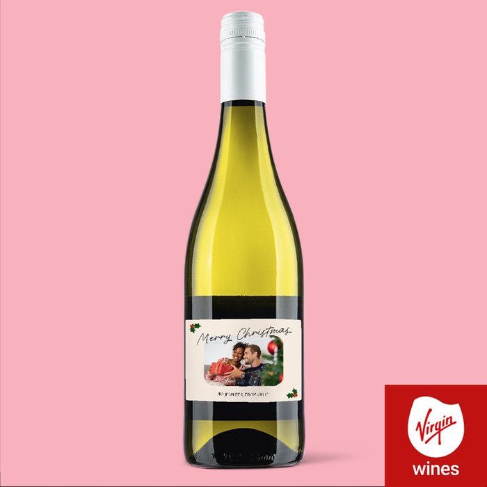 Personalised Merry Christmas Photo Upload Pinot Grigio 75cl