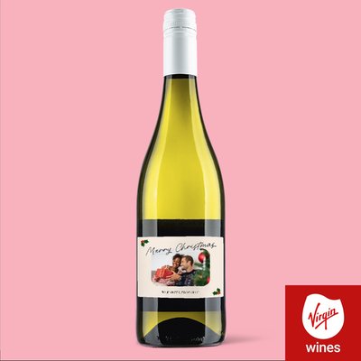 Personalised Merry Christmas Photo Upload Pinot Grigio 75cl