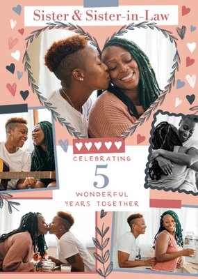 Five Wonderful Years Together Photo Upload Anniversary Card