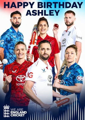 England Cricket Happy Birthday Team Card