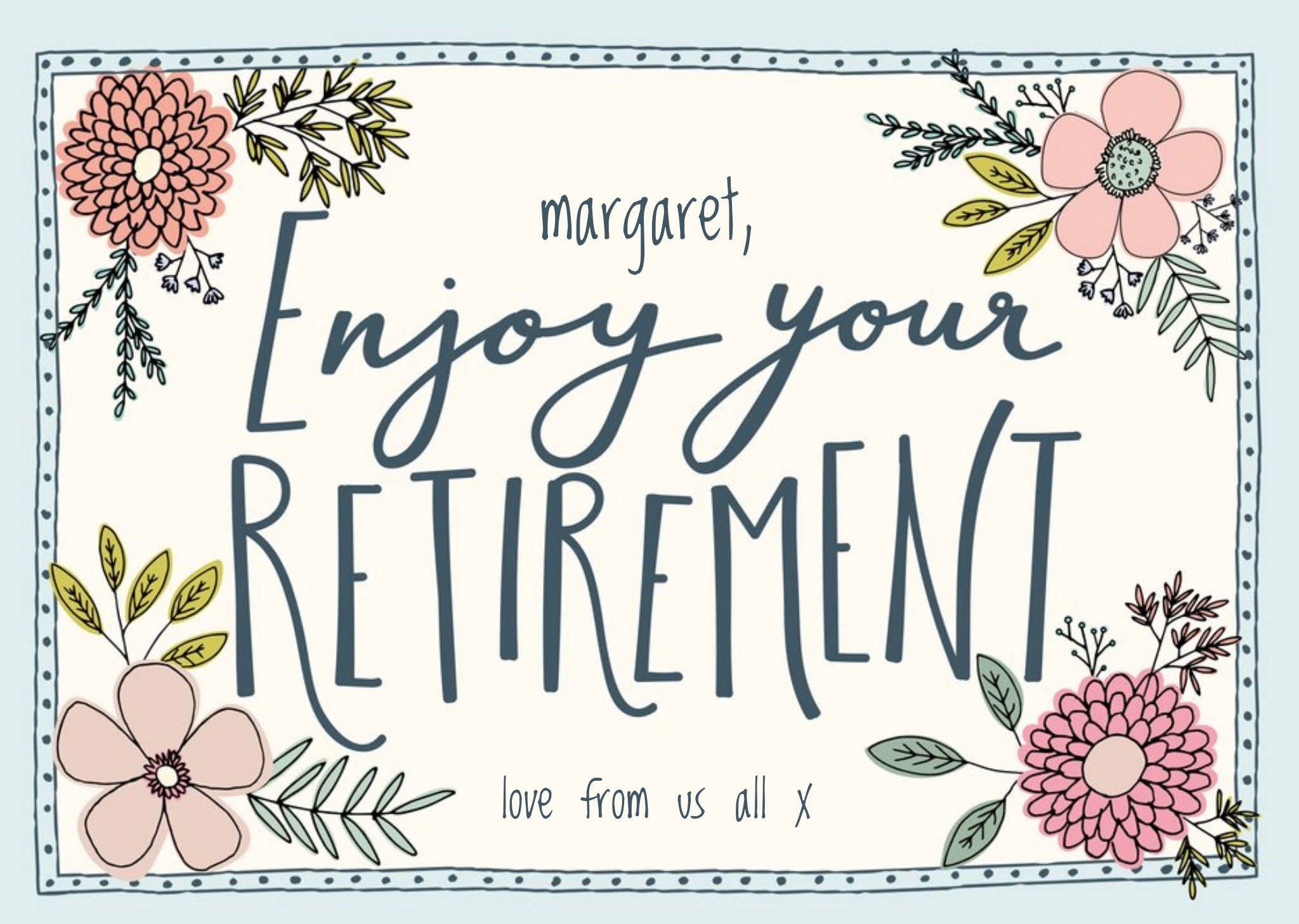 Moonpig Floral Illustration With Bees Retirement Card