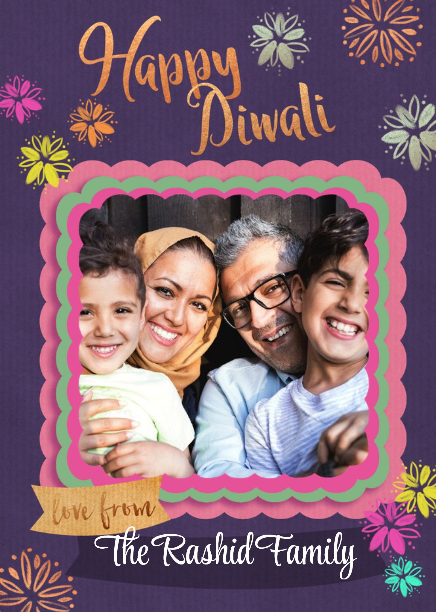 Moonpig Colourful Firework Diwali Photo Upload Card