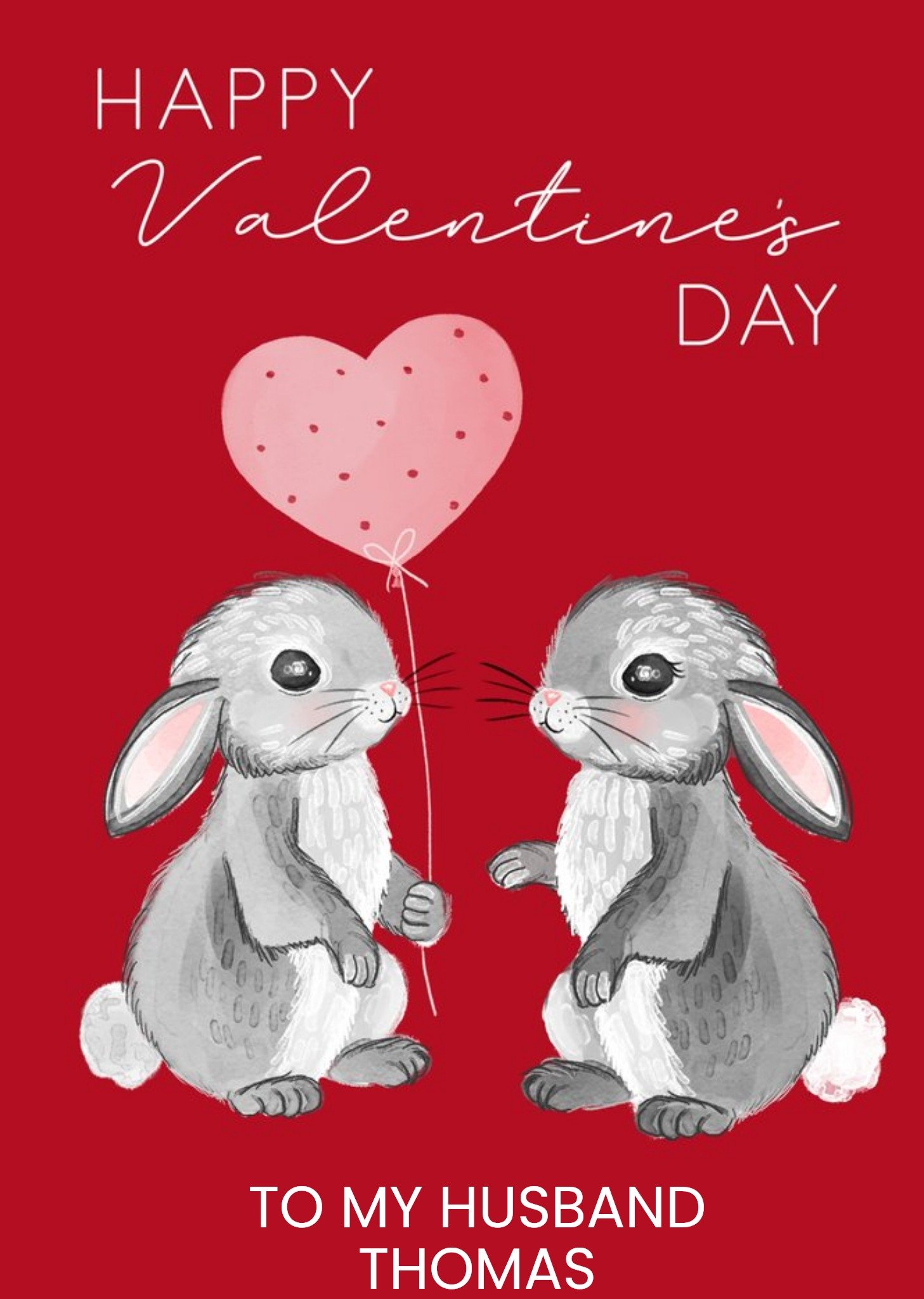 Okey Dokey Design Okey Dokey Bunny Balloon Husband Valentine's Day Card