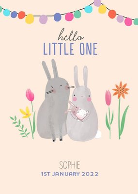 Cute Illustrative Hello Little One New Baby Card