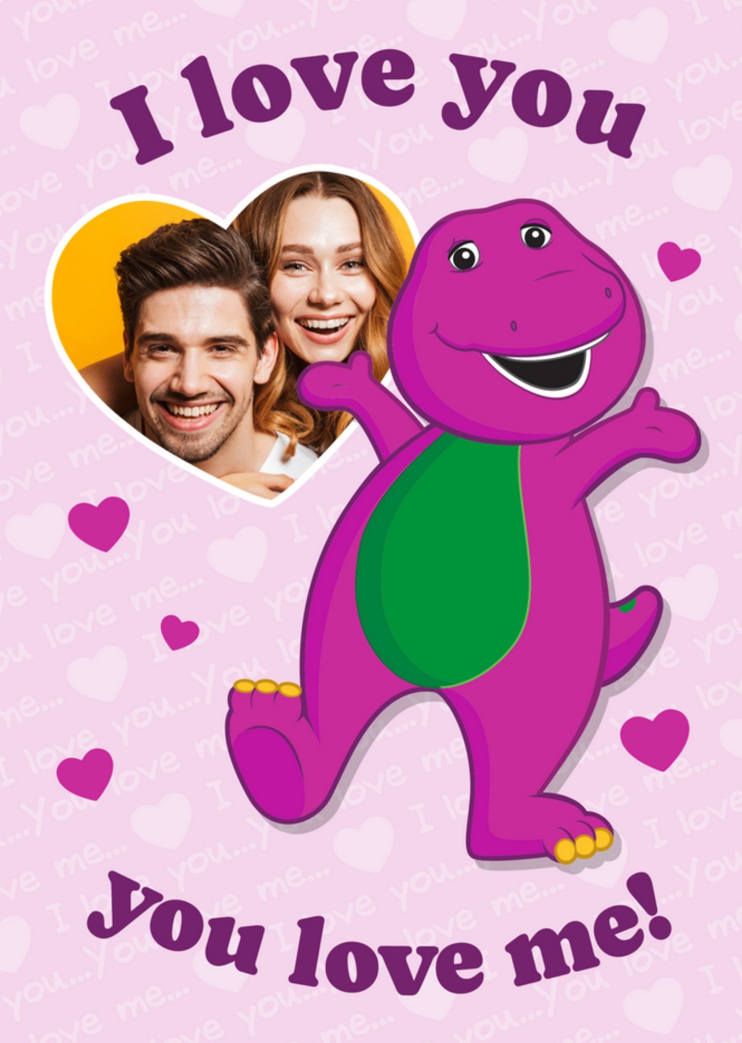 Mattel Barney The Dinosaur I Love You You Love Me Photo Upload Birthday Card, Large