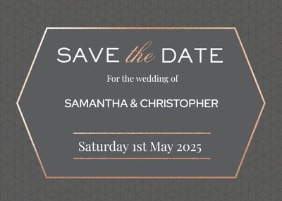 Geometric Pattern Graphic Typographic Wedding Save The Date Card