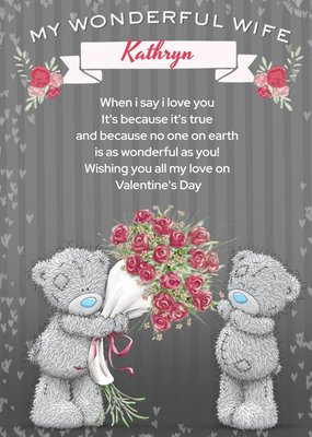 Tatty Teddy To My Wonderful Wife Personalised Card