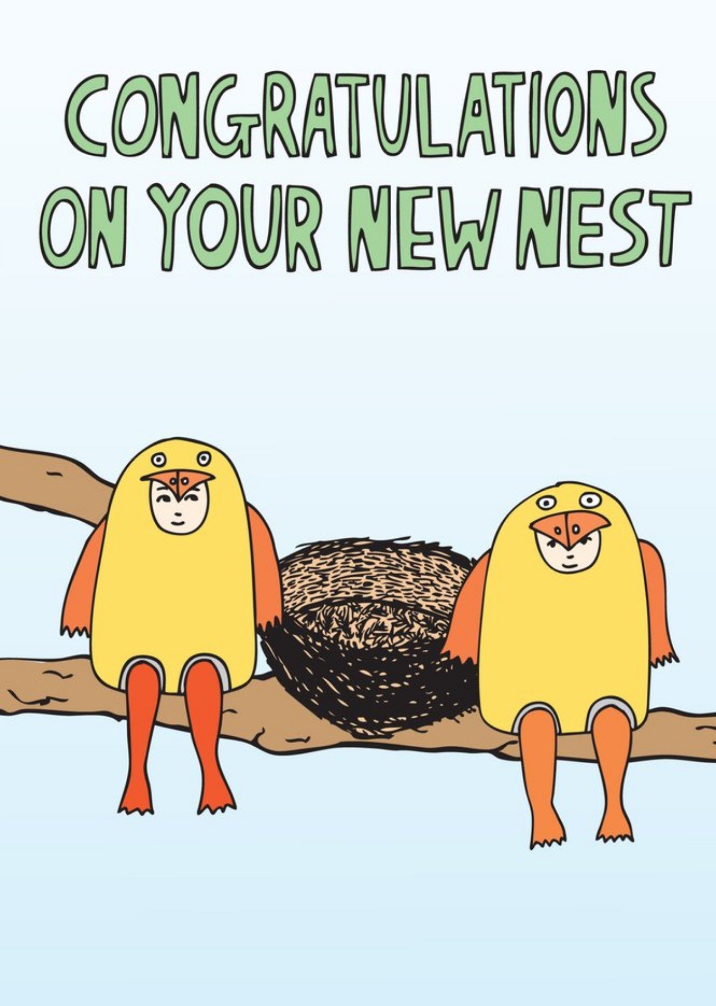 Moonpig Funny Illustration Of A Couple Wearing Bird Costumes New Home Congratulations Card