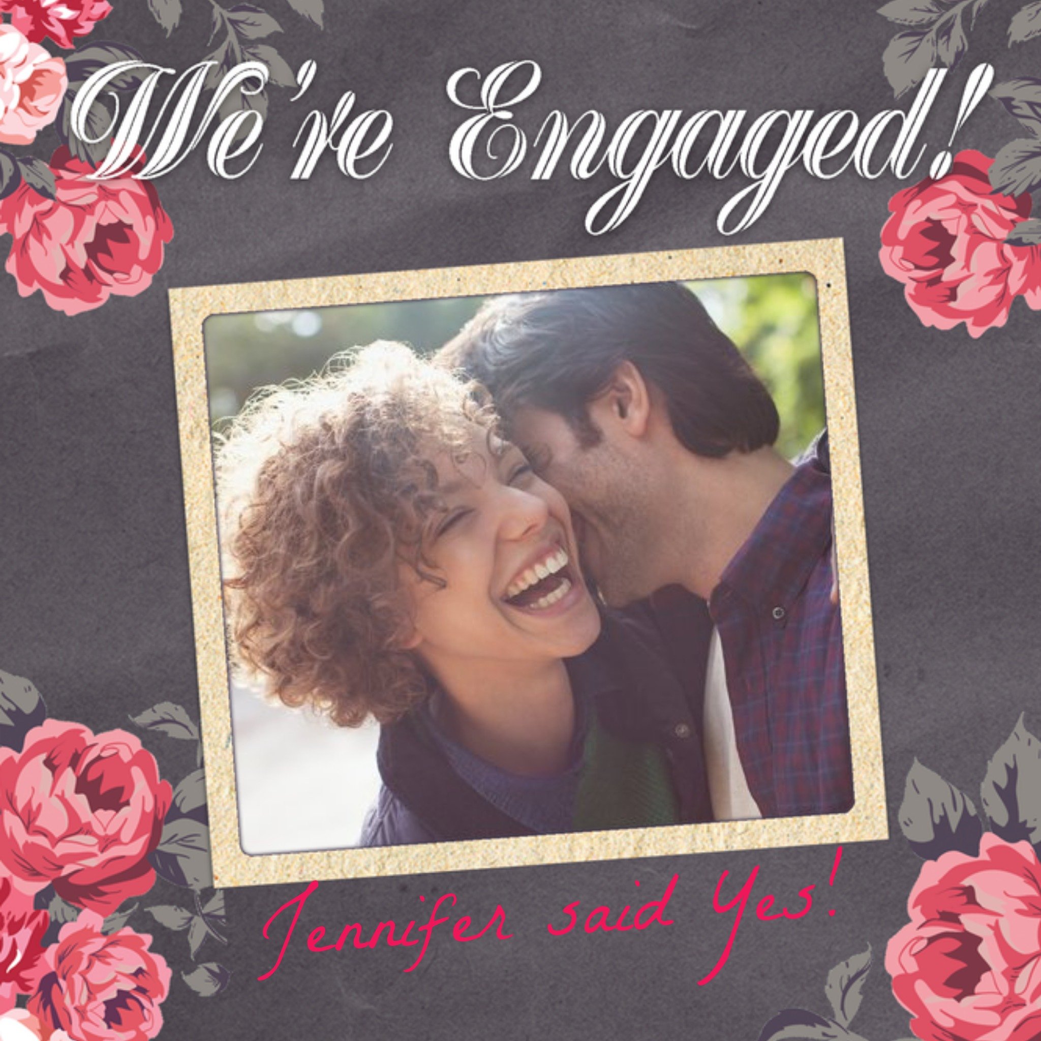 Moonpig Roses Instant Photo Frame Personalised Photo Upload Engagement Card