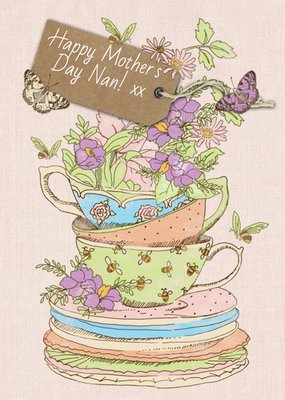 Teacup Stack Personalised Happy Mother's Day Card For Nan
