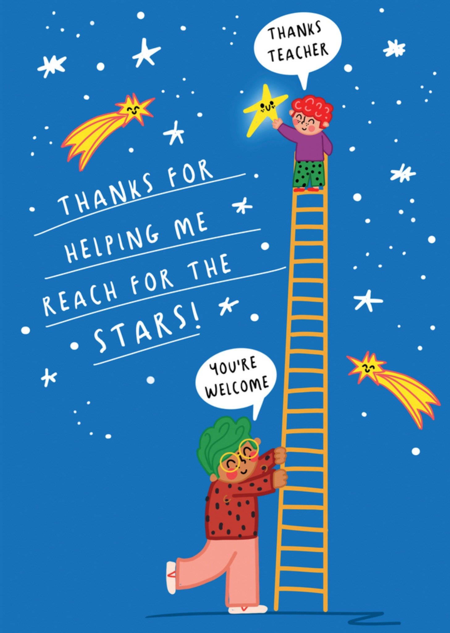Moonpig Thanks For Helping Me Reach For The Stars Illustrated Thank You Card