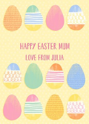 Bright And Colourful Eggs Personalised Happy Easter Card For Mum