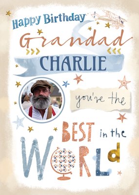 Ling Design Illustrated Typographic Grandad Photo Birthday Card 