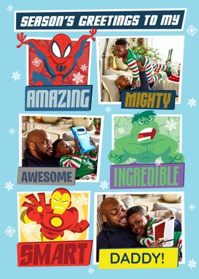 Marvel Comics Avengers Daddy Photo Upload Christmas Card