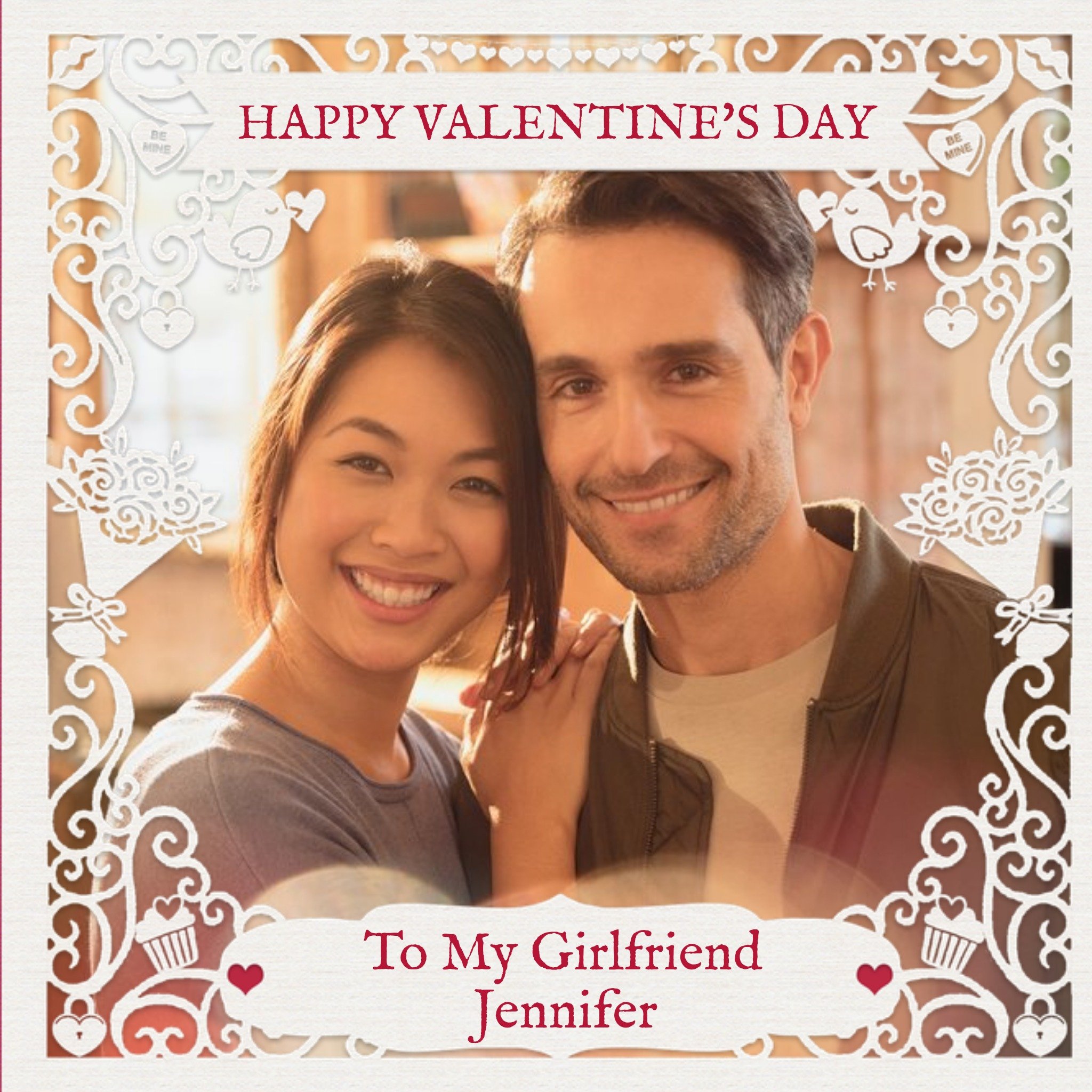 Moonpig Paper Frames Photo Upload Happy Valentines Day To My Girlfriend Valentines Day Card