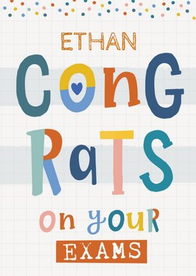 Natalie Alex Designs School Exam Trendy Bright Personalised Congratulations Card