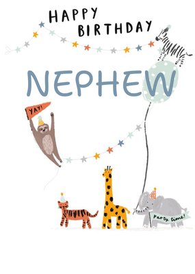 Fun Zoo Animal Illustrated Nephew Birthday Card From Paperlink