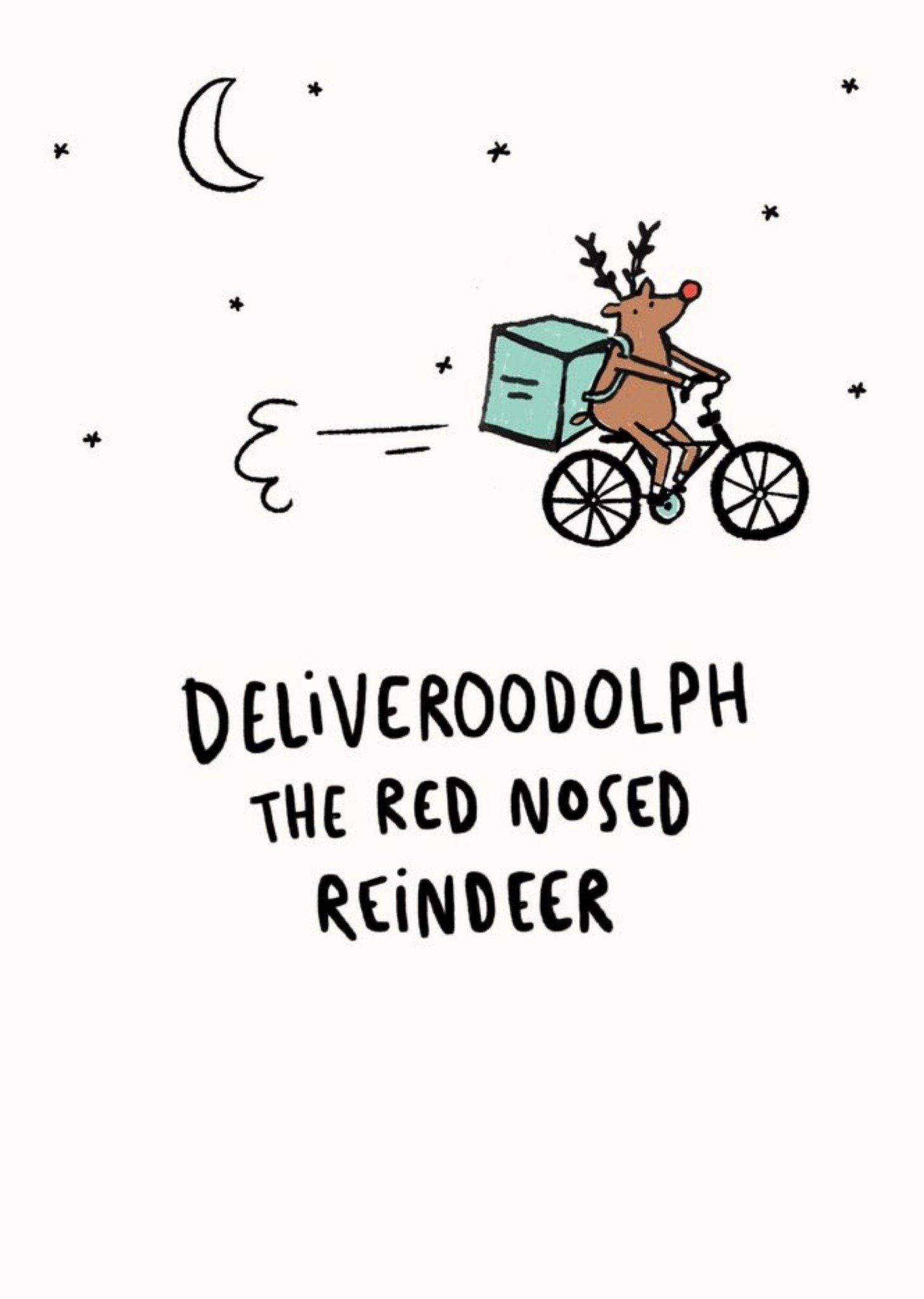 Moonpig Rudolph The Red Nose Reindeer Delivering Fast Food Christmas Card