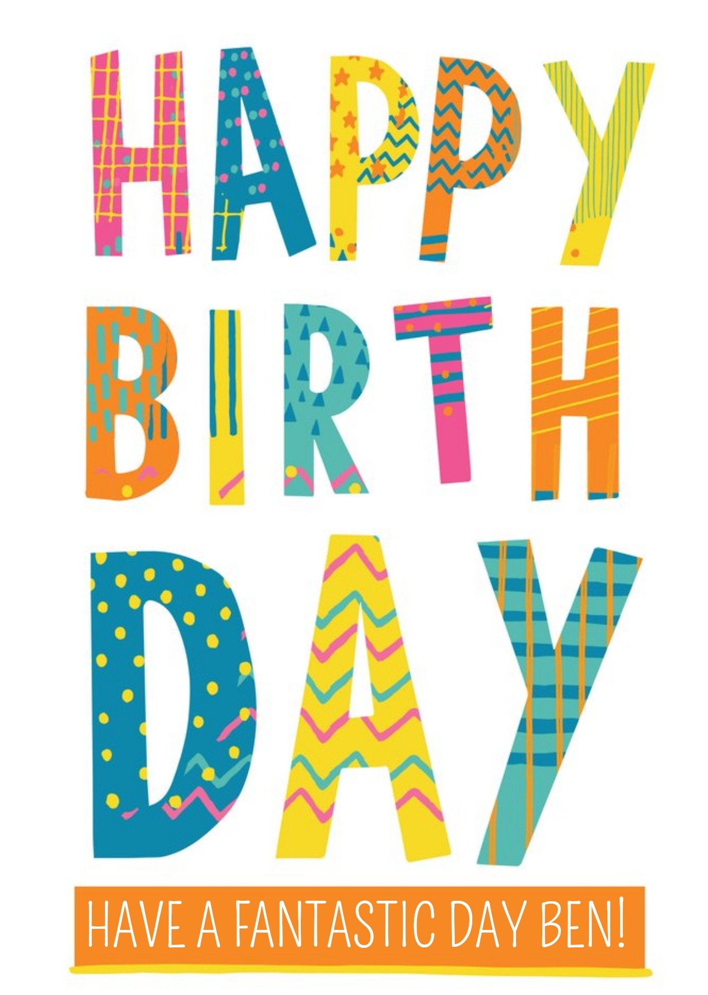 Moonpig Bright Patterned Letters Happy Birthday Card